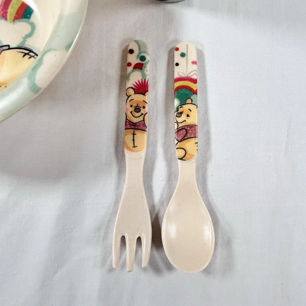 Disney Winnie the Pooh Toddler Dinnerware Bowl Cup Fork Spoon Rise And Shine